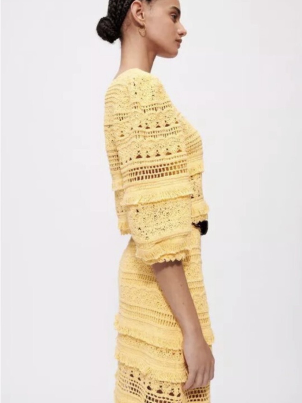 Maje Yellow Crochet Midi Two-Piece Set - Size 8 - Picture 3 of 7